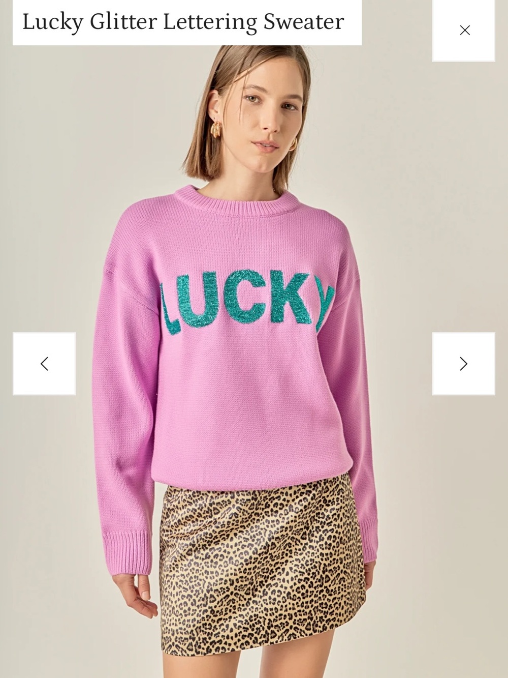 LUCKY GLITTER LETTERING SWEATER